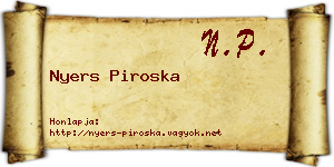 Nyers Piroska névjegykártya